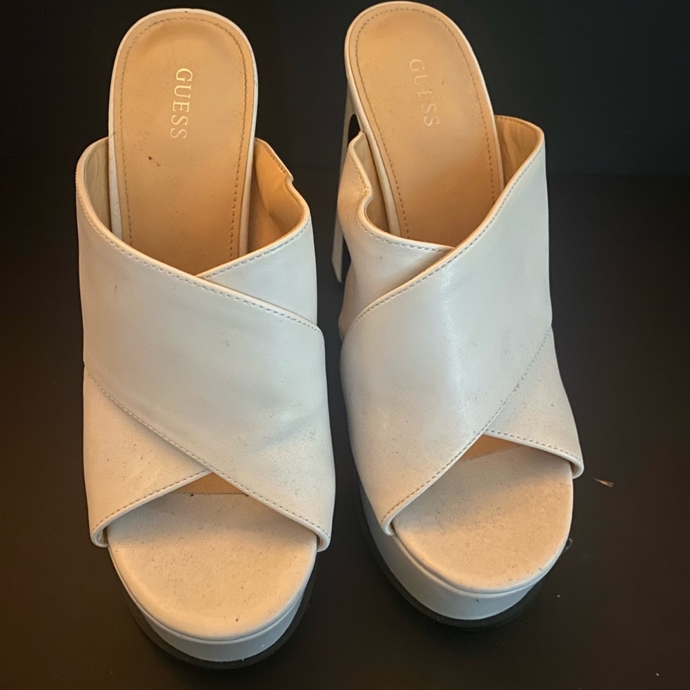Guess White Platform Heels Size 10 - 6” Heel